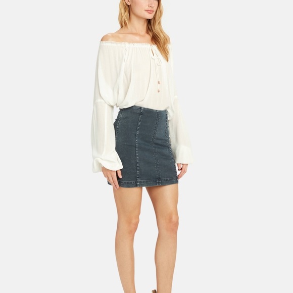 NWT Free People Modern Femme Mini Denim Skirt - Picture 2 of 5